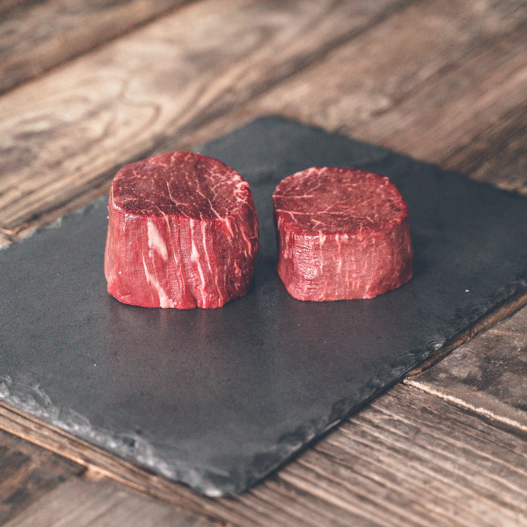 2 beautifully marbled filet mignons